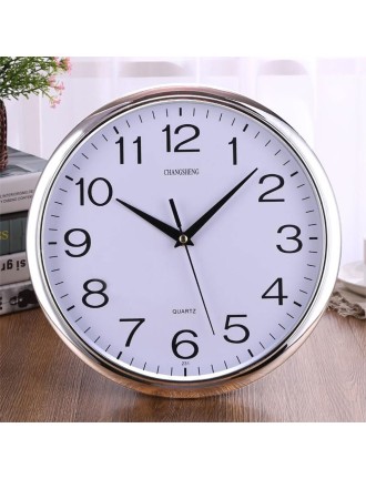 Round Silver Analogue Wall Clock